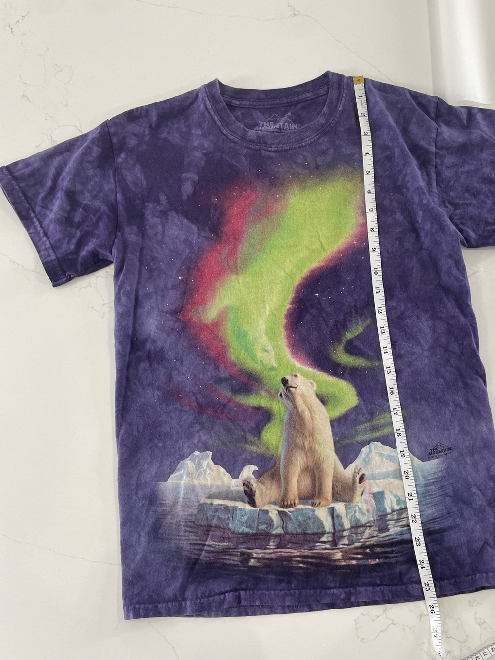 The Mountain Purple Short-Sleeve Tee with Polar Bear and Aurora
